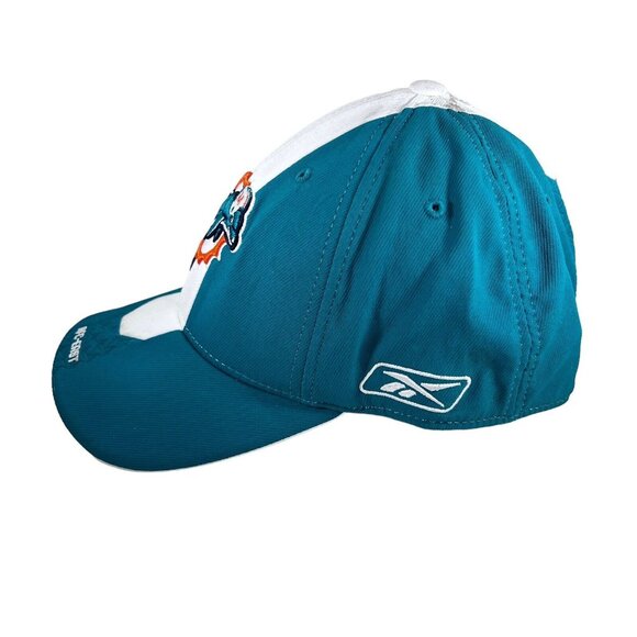 Miami Dolphins Hat Cap Reebok One Size Flex Stretch Fit Green White Stripe NFL - Picture 2 of 11